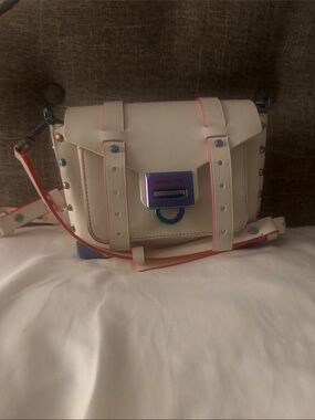 Michael Kors Cream Crossbody with Pink Trim and Iridescent Hardware